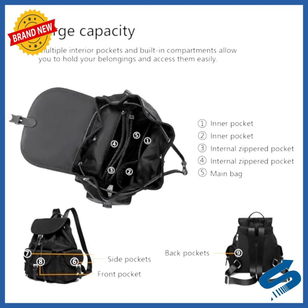 Lightweight Nylon Backpack Practical Magnetic Clo… - image 3